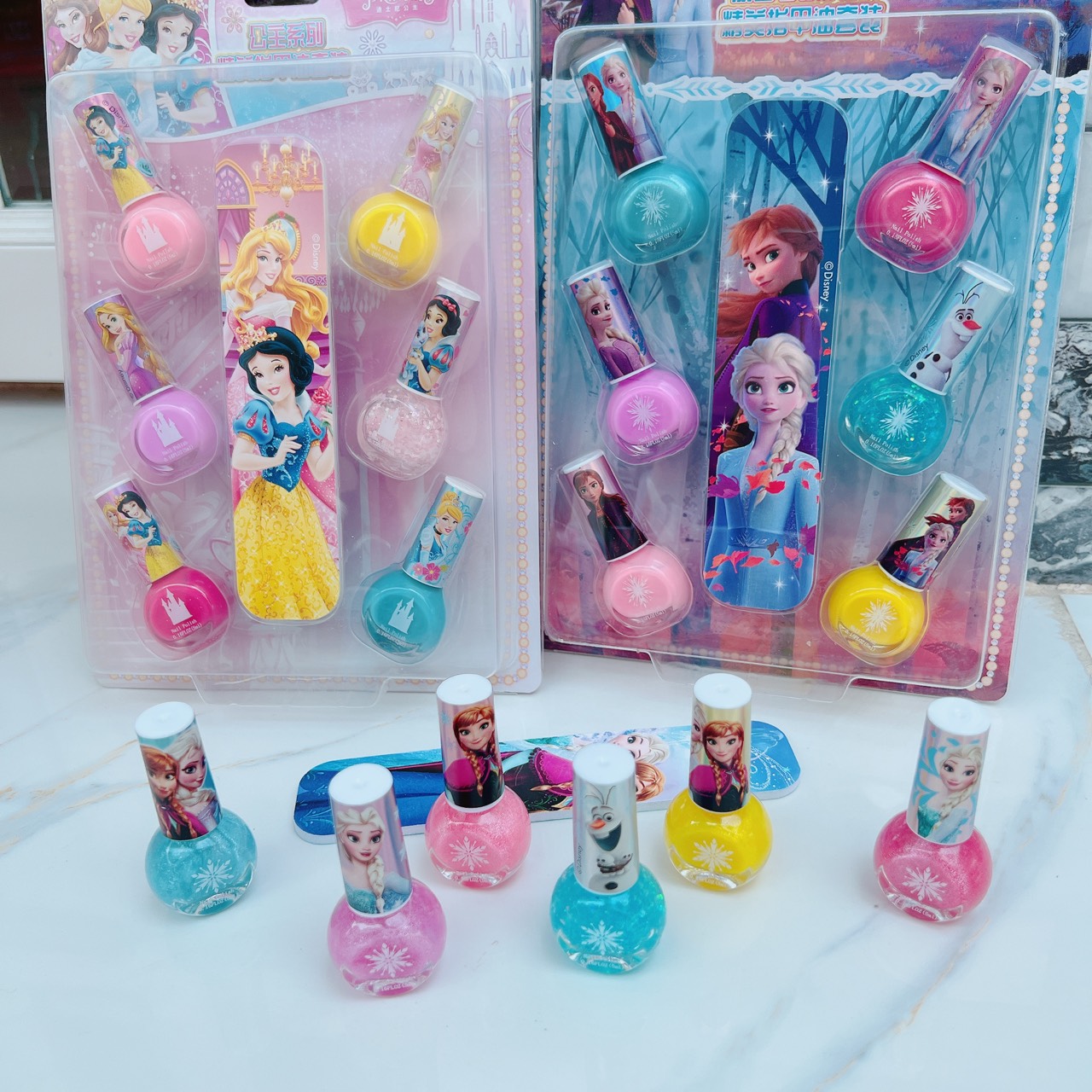 Sét 6 chai sơn móng tay an toàn dễ lột cho bé gái, đồ chơi lành tính an toàn cho bé - quà tặng yêu thích cho bé gái