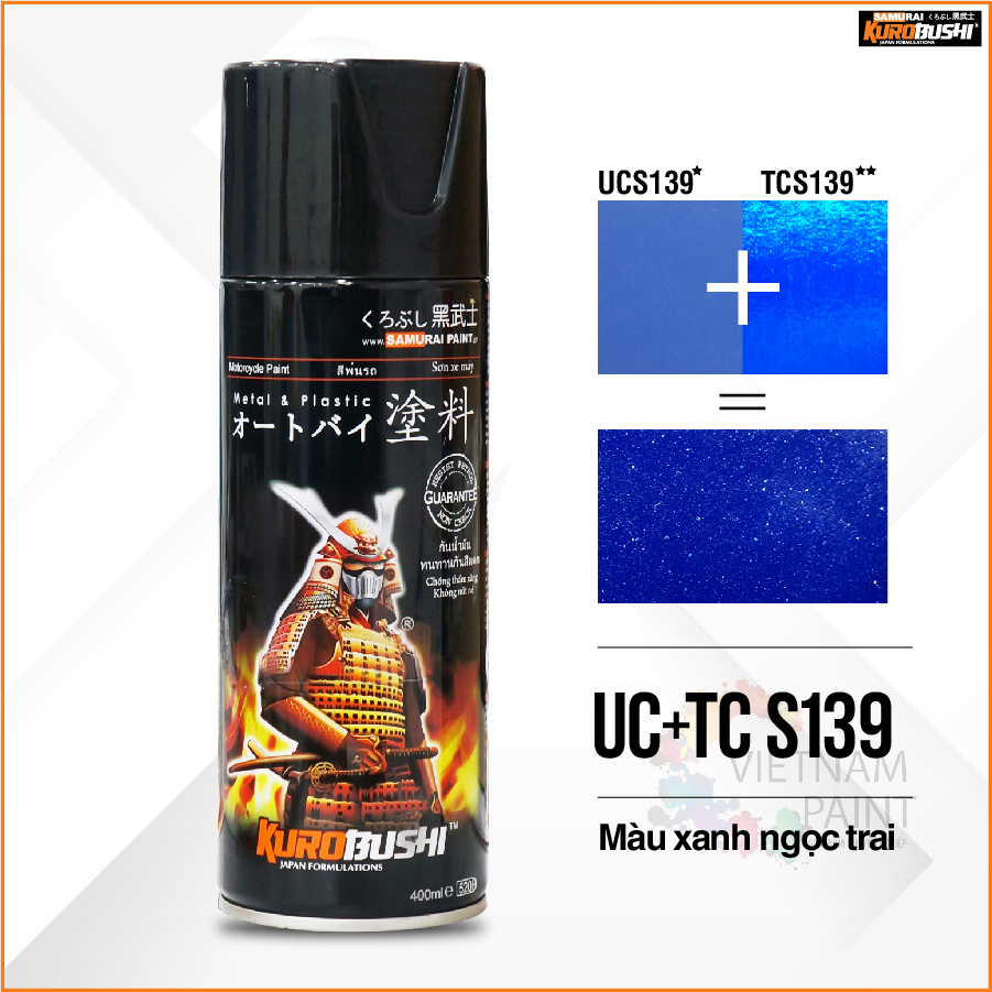 COMBO Sơn xịt Samurai Kurobushi - MÀU XANH NGỌC TRAI Suzuki UC+TC S139