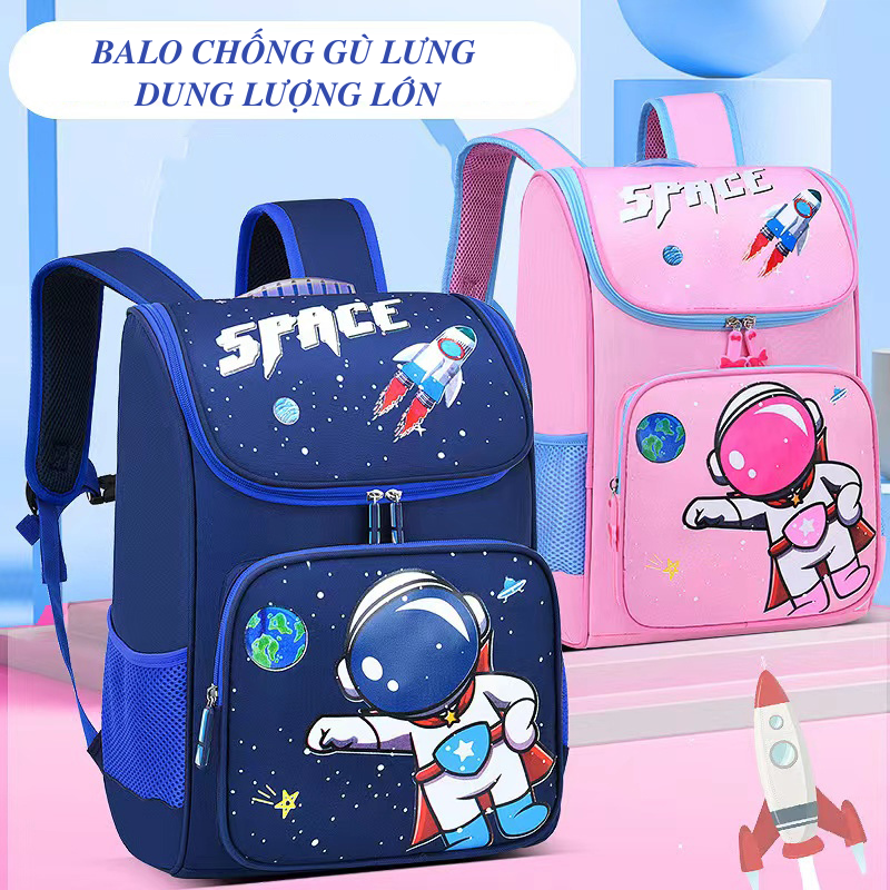 Balo Chống Gù Lưng_Balo Phi Hành Gia Cho Học Sinh Tiểu Học Chất Liệu Chống Nước Chống Xước Vượt Trội
