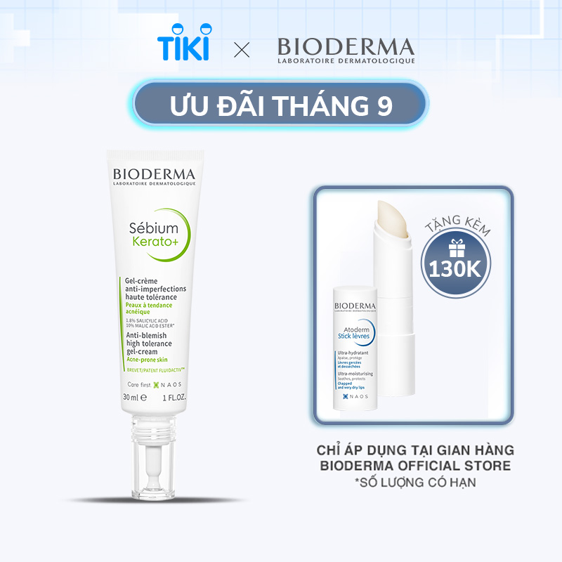 Kem dưỡng hỗ trợ giảm mụn chuyên sâu cho da mụn nhẹ đến trung bình Bioderma Sébium Kerato+ 30ml