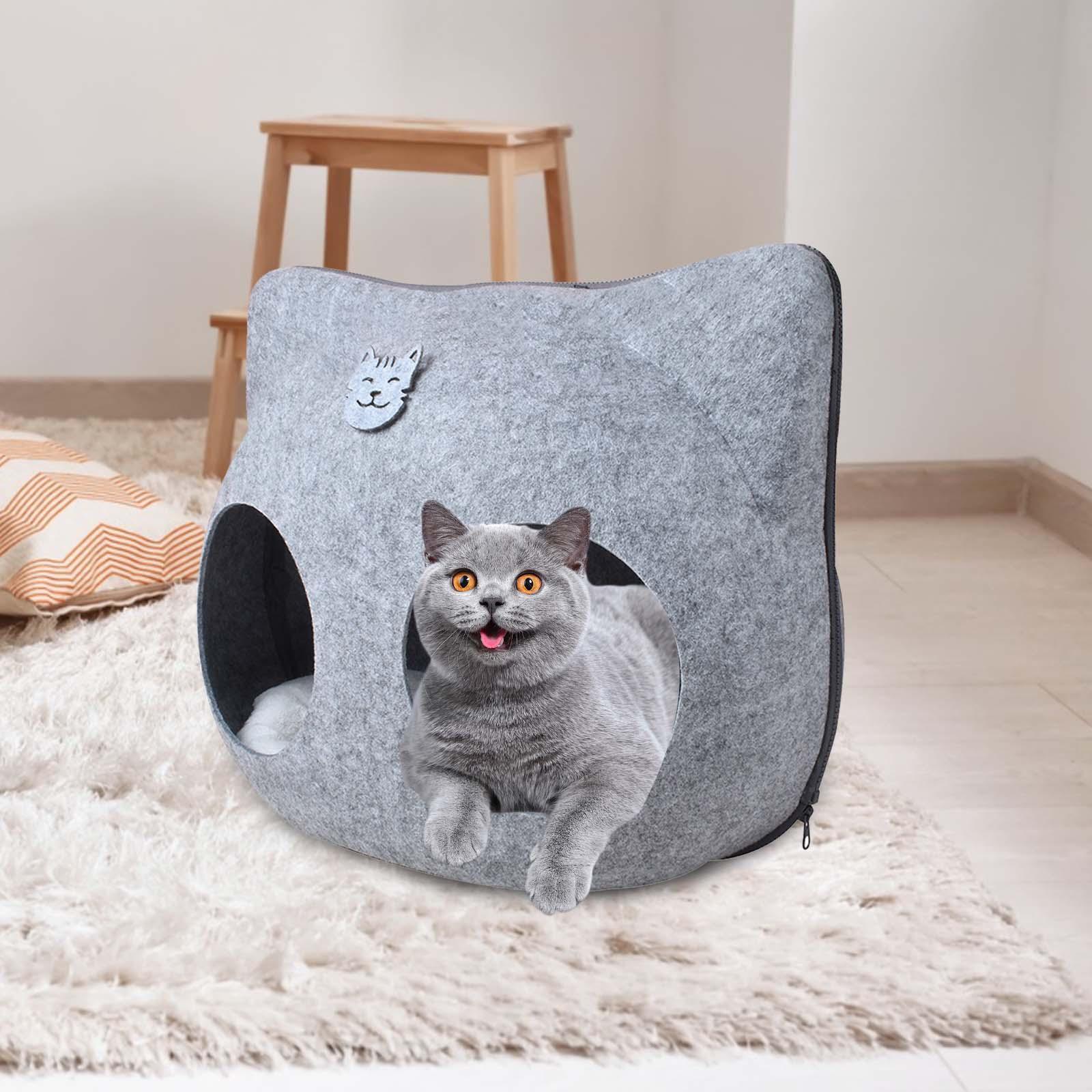 Bed Large, Enclosed Cat Bed Felt Cat Bed Cave Cat Nest Pet Bed Cat Bed Tent Comfortable Sleeping Bed for Home Kittens or Small Dogs