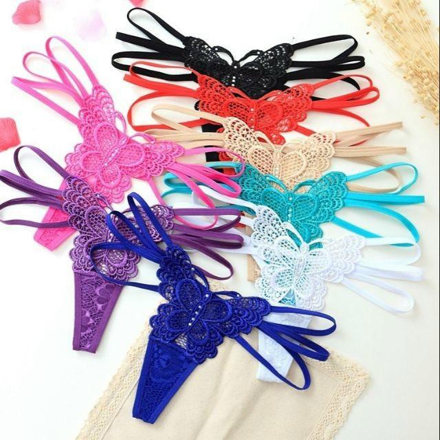 QUẦN LÓT REN LỌT KHE DÂY HÔNG CÁNH BƯỚM SEXY MÃ 9606