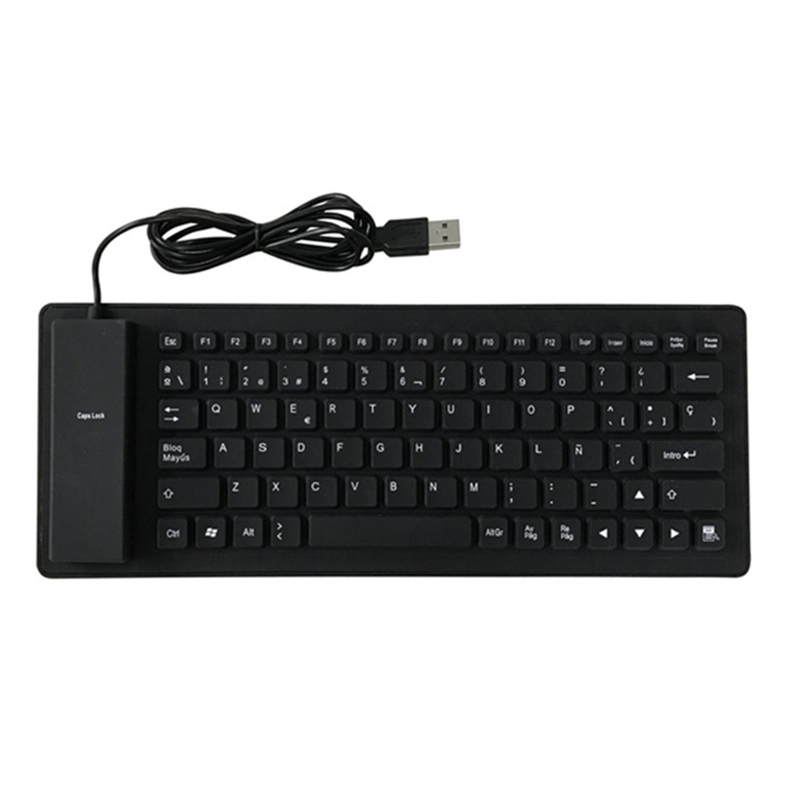 USB Foldable Spanish Roll up Silicone Keyboard Waterproof PC Laptop
