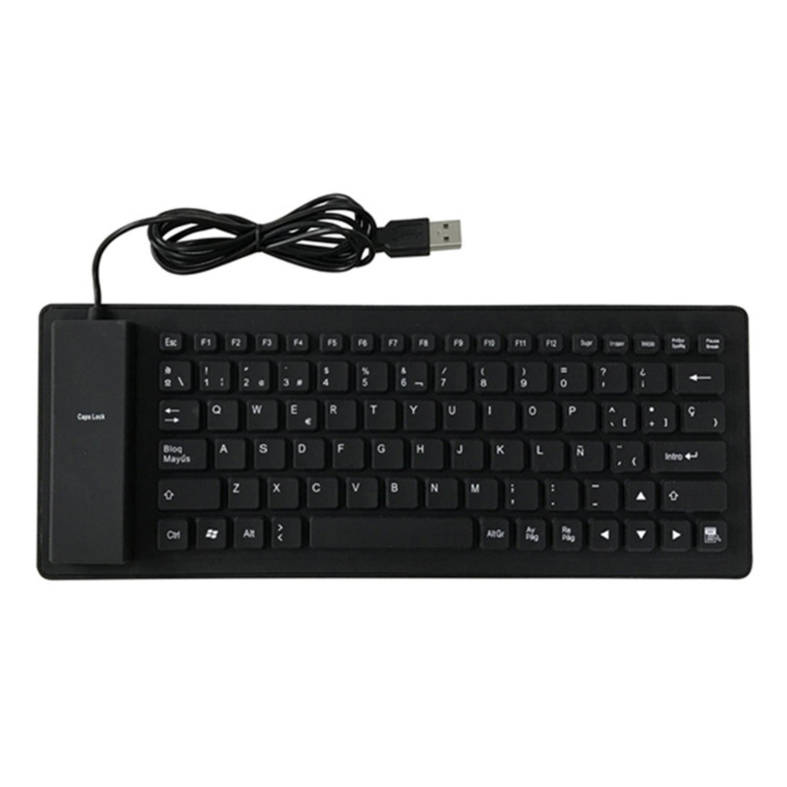 USB Foldable 84 Keys Spanish Keyboard Waterproof for Desktop Computer Laptop