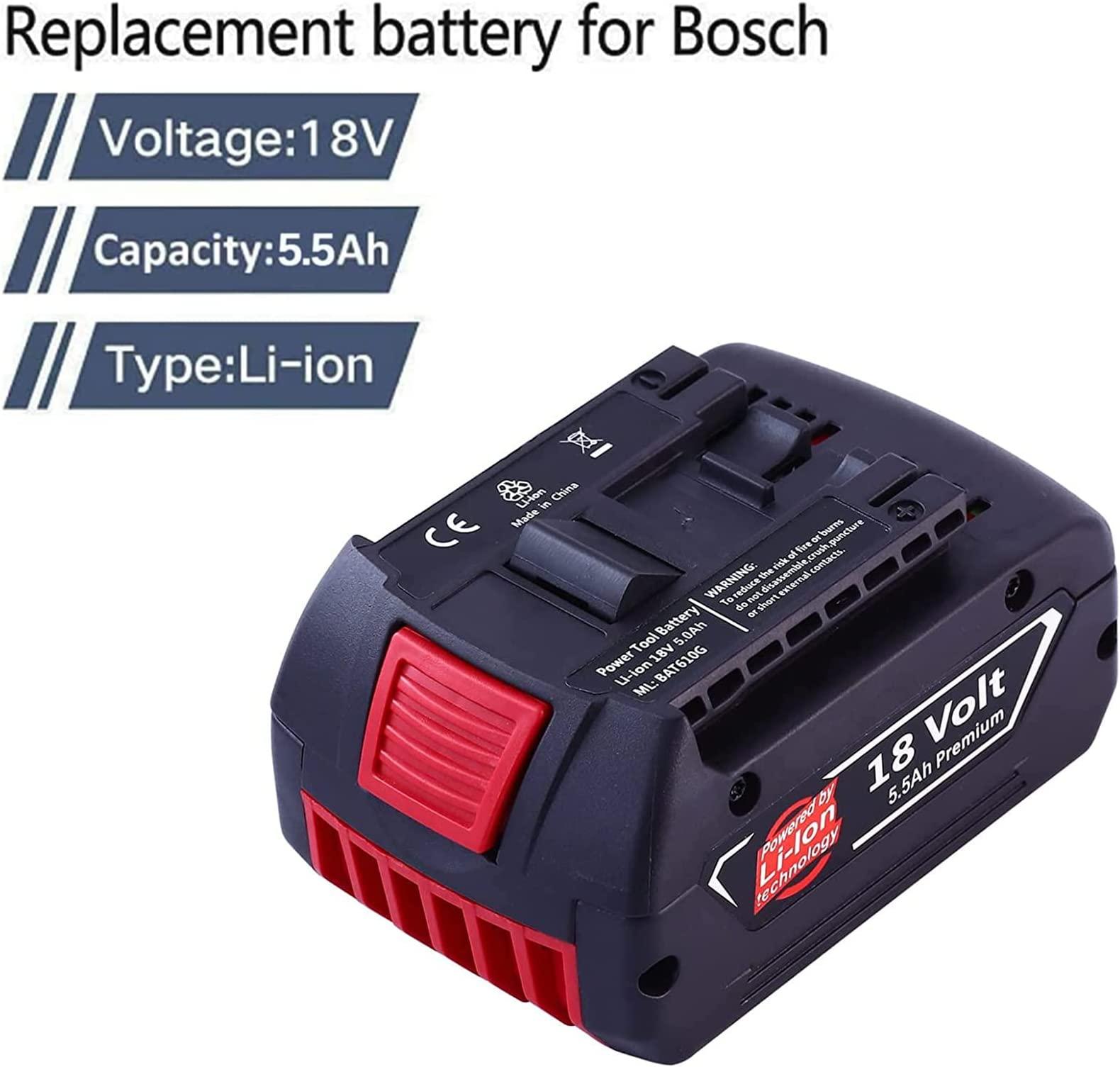 BAT609 BAT610 BAT618 BAT619 Pin Lithium Ion 18V 5500mAh Thay Thế Cho Máy Khoan Chuyên Nghiệp Bosch 18V Pin GBA 18V GSR 18V Màu sắc: 1 cái 5.5Ah