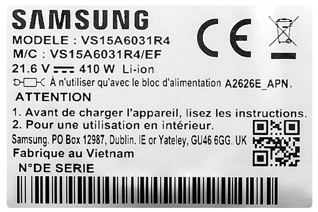 Máy hút bụi cầm tay Samsung VS15A6031R1/SV - Hàng chính hãng