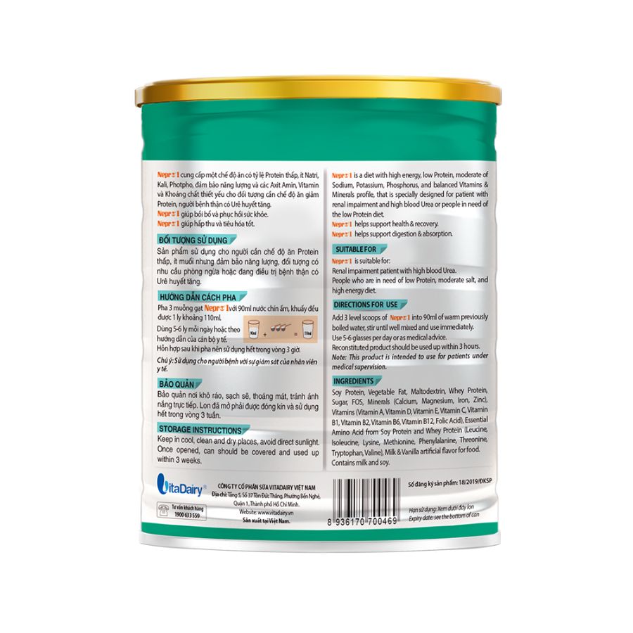 3 Hộp Sữa Bột VitaDairy Nepro 1 (900g)