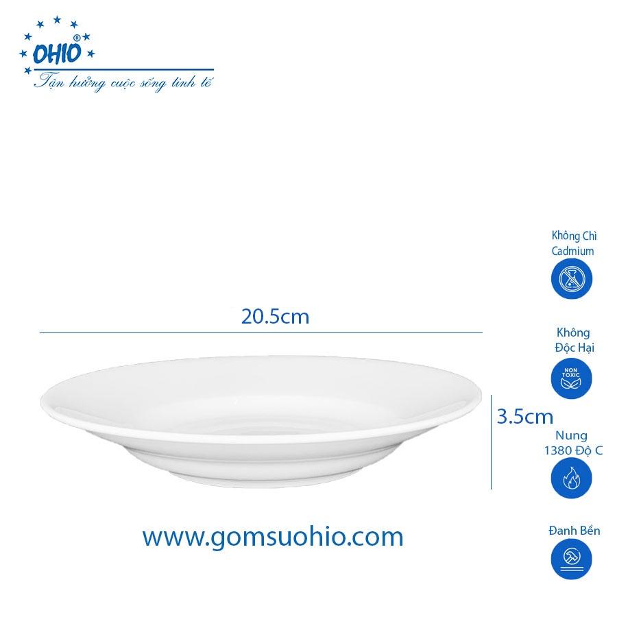 Đĩa Sâu 20.5cm Sứ Trắng OHIO