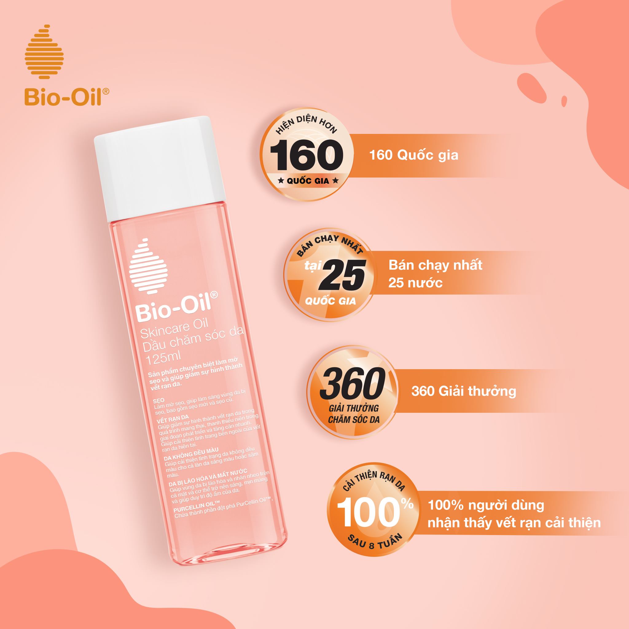 Dầu chăm sóc da giúp cải thiện rạn da, mờ sẹo và đều màu da - BIO-OIL SKINCARE OIL