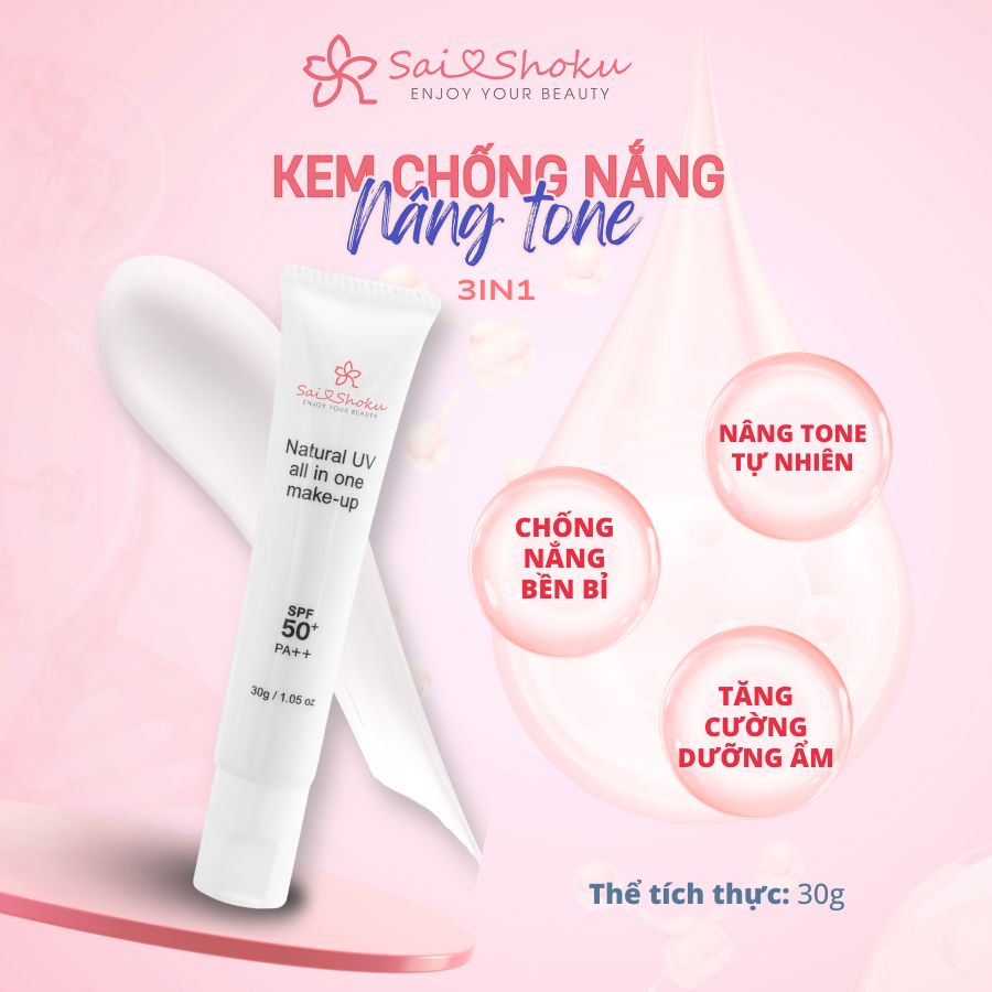Kem chống nắng dưỡng ẩm nâng tone Saishoku 3in1 SPF 50+ PA++ 30g