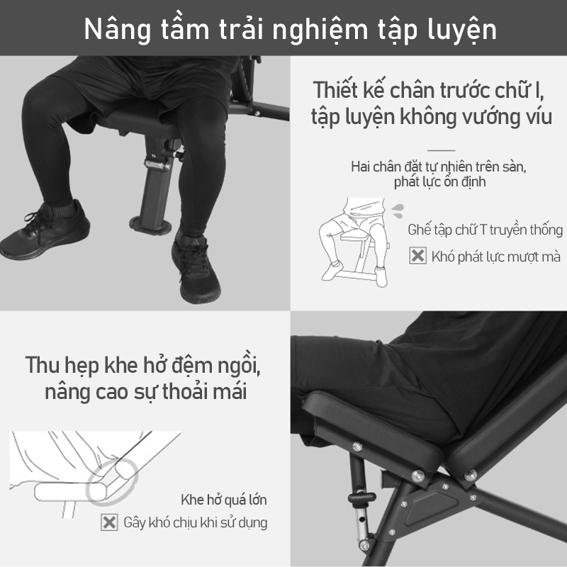 Ghế Tập Thể Hình Đa Năng LYSIN - Ghế Tập Tạ Tay Và Đẩy Ngực Tại Nhà, điều chỉnh linh hoạt 18 mức