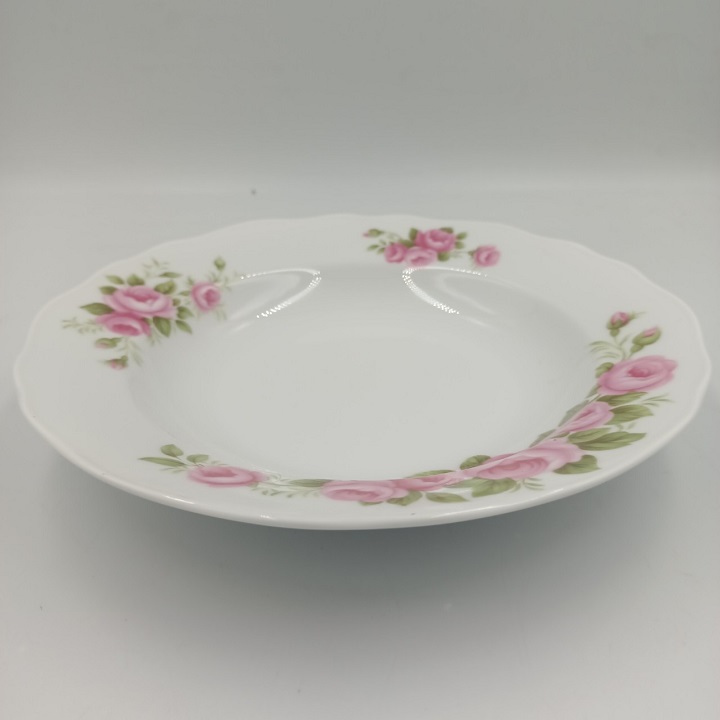Đĩa Sứ Hoa Hồng Chùm Đỏ Kích Thước 20.5 CM Hàng Nhập Khẩu Cao Cấp