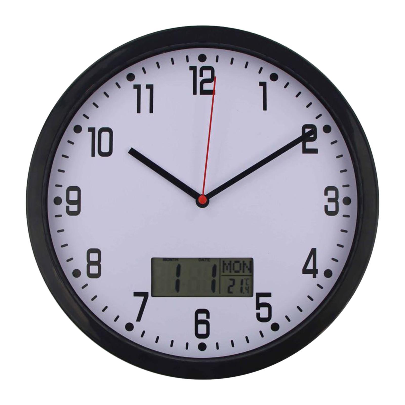 Modern Minimalist Wall Clock with Date and Temperature Large Display Clocks