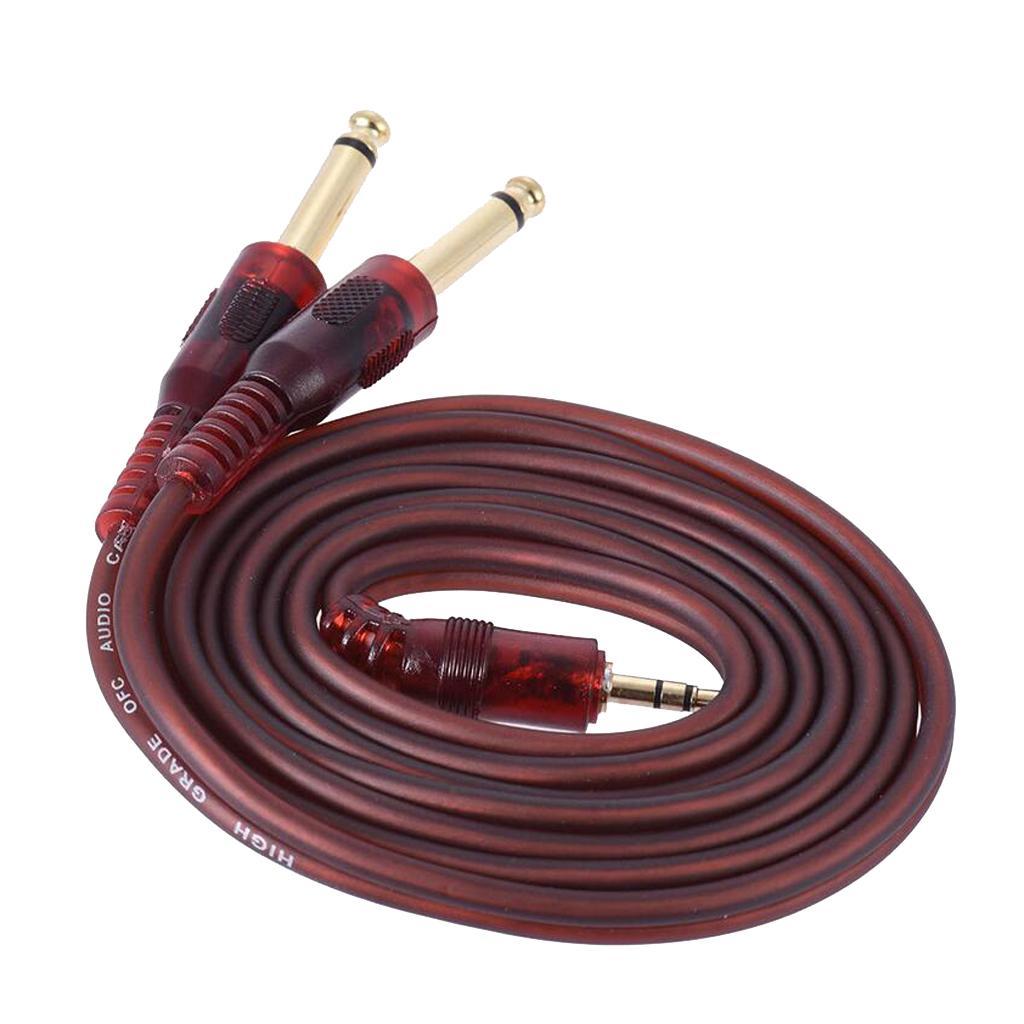 Audio Cable 3.5mm Stereo Plug to Double 6.35mm Plug Computer Mixer Cable