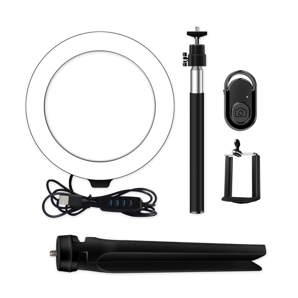 Vòng đèn chụp ảnh tự sướng Di động 20cm / 8 inch  3200K-5500K video 3  Chế độ chiếu sáng với Chân máy để bàn