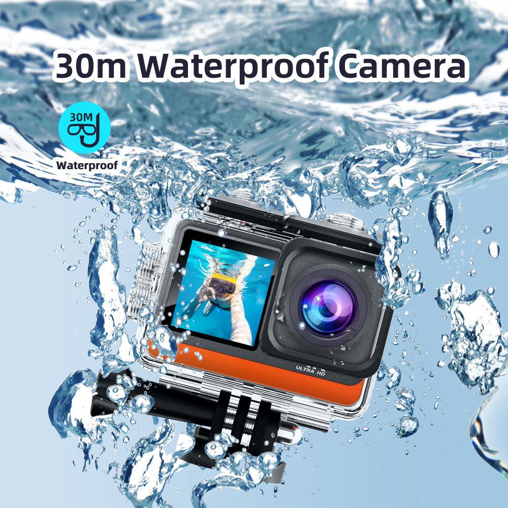 Ultra HD 4K 30fps 16MP Camera hành động WiFi Màn hình kép 2.0 IPS LCD 170 ° góc rộng 30m không thấm nước Go Sport Pro Mũ bảo hiểm Cam