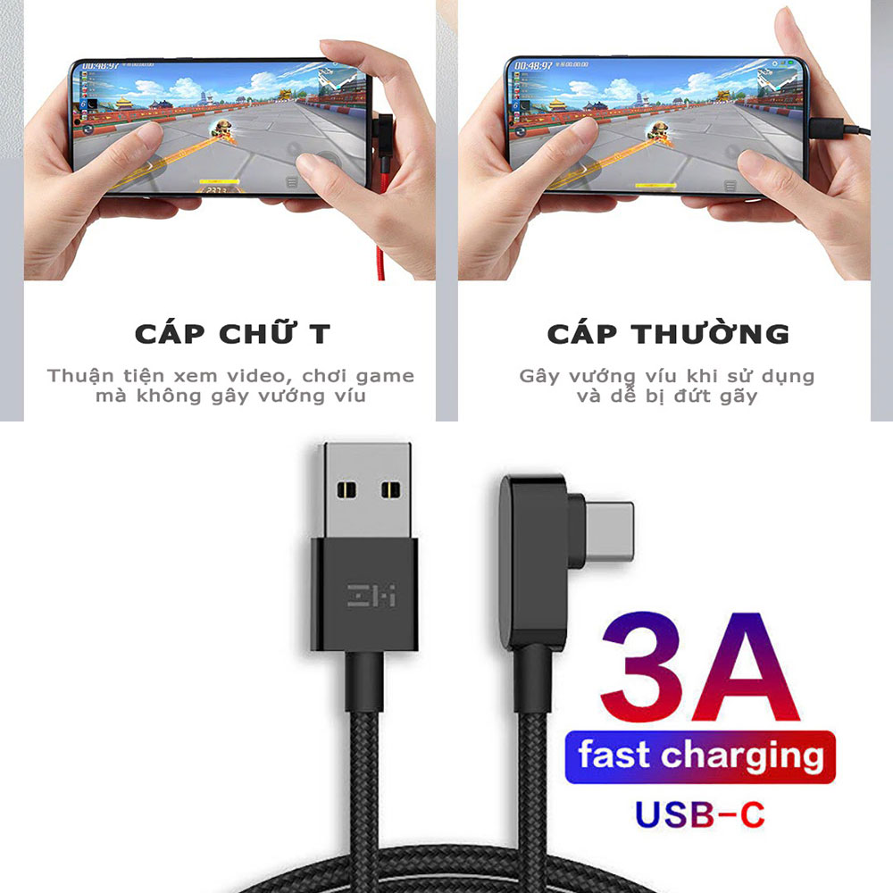 [Màu ngẫu nhiên] Cáp sạc Type-C Xiaomi ZMI AL755 1.5m, truyền dữ liệu chơi Game, sạc nhanh 3A - Hàng nhập khẩu