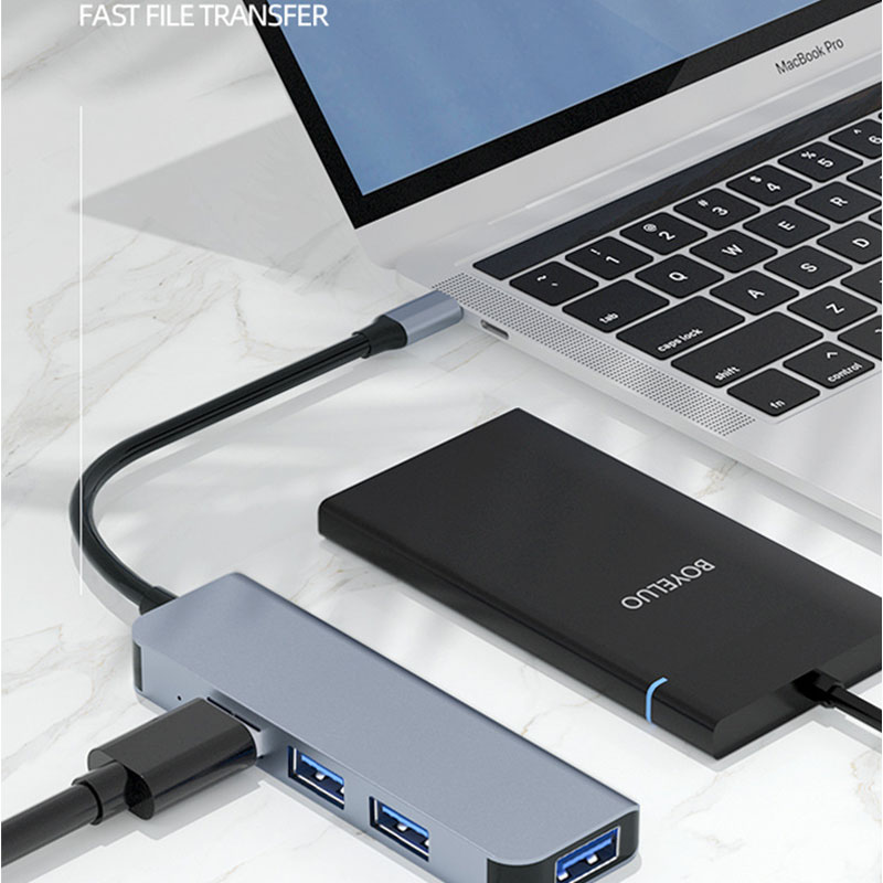 Hub Chuyển Đổi USB TypeC To USB 3.0 SeaSy BYL–2013T, 4 Cổng USB Tốc Độ Cao, Tương Thích Các Hệ Điều Hành, Kết Nối Đa Năng Cho Macbook, Laptop, Máy Tính, Bàn Phím, Chuột, Máy In, Điện Thoại – Hàng Chính Hãng