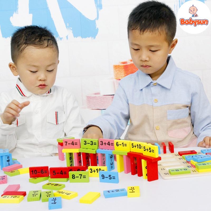Đồ chơi 110 Quân Domino Phép Tính Học Toán Bằng Gỗ cho bé vừa chơi vừa học