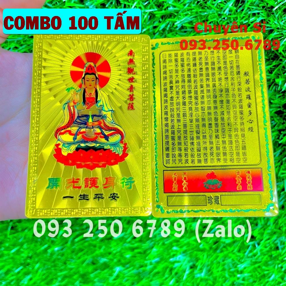COMBO 100 Kim Bài Quan Âm Bồ Tát , Bình An May Mắn Plastic - Đã Khai Quang - PASA COLLECTION
