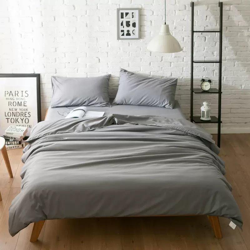 Bộ chăn ga gối cotton poly màu trơn - chăn mền, drap giường, vỏ gối - ga giường đủ size