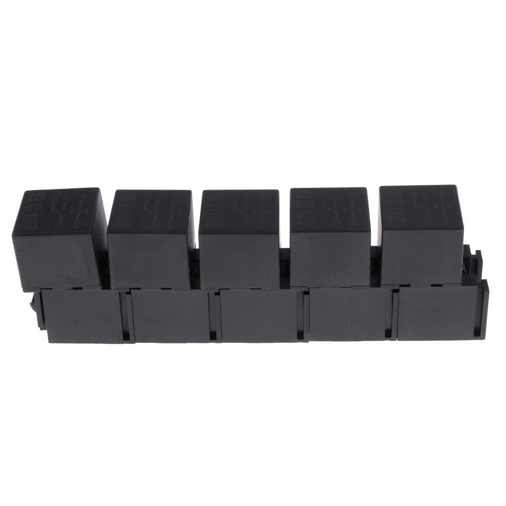 5pcs 80A 5 Pin DPDT Car Relay Base Socket Holder Connector With 25 Terminals