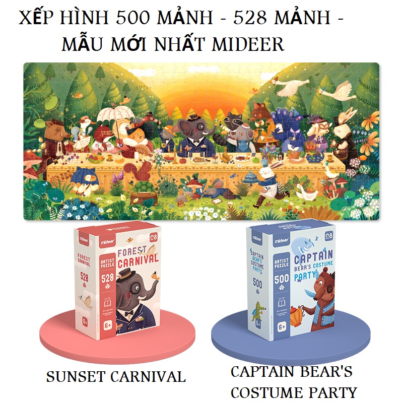 Bộ xếp hình 500 mảnh chính hãng Mideer - Bữa tiệc trang phục của thuyền trưởng gấu béo Captain Bear's Costume Party Mẫu Mới MD3126