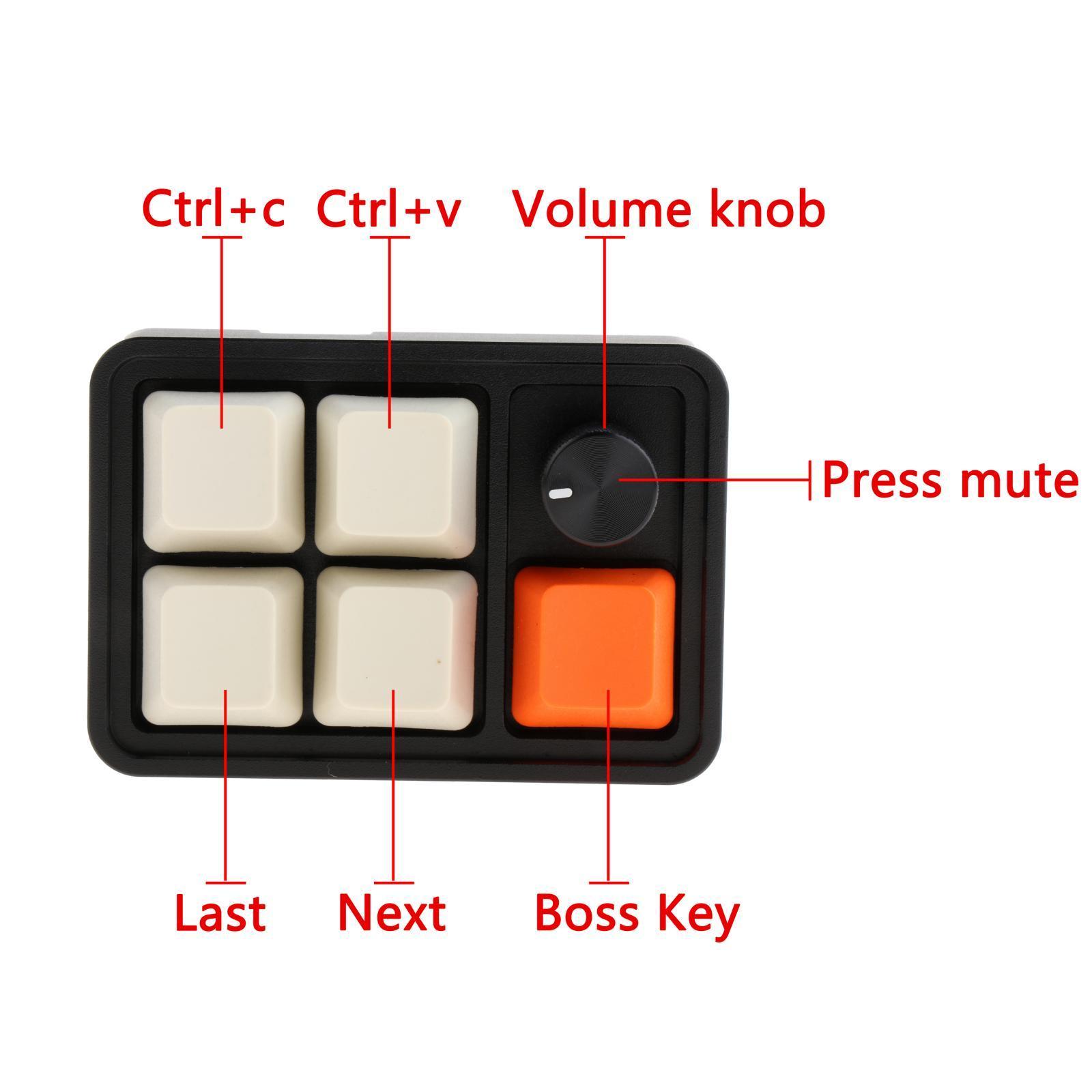 Five Keys Mechanical Keyboard with USB Cable with PBT Keycap Gaming Keypad Keypad