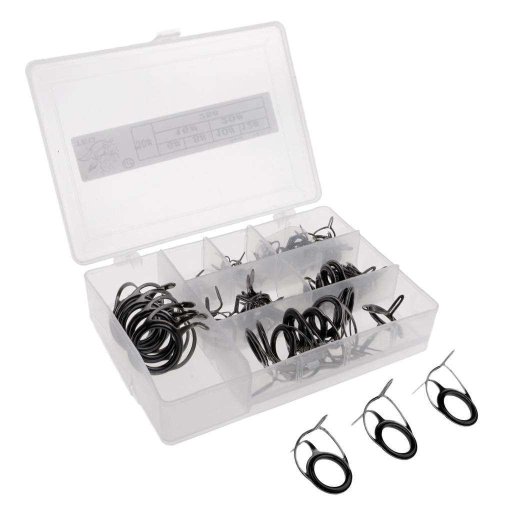 75x Stainless Steel Fishing Rod Guide Ring Rod Repair Kit DIY Tip Ring
