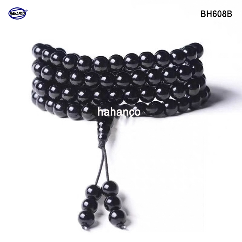 Chuỗi vòng đeo tay/đeo cổ sừng Trâu 108 hạt/8mm màu đen bóng phong thủy - Tĩnh Tâm - An Yên