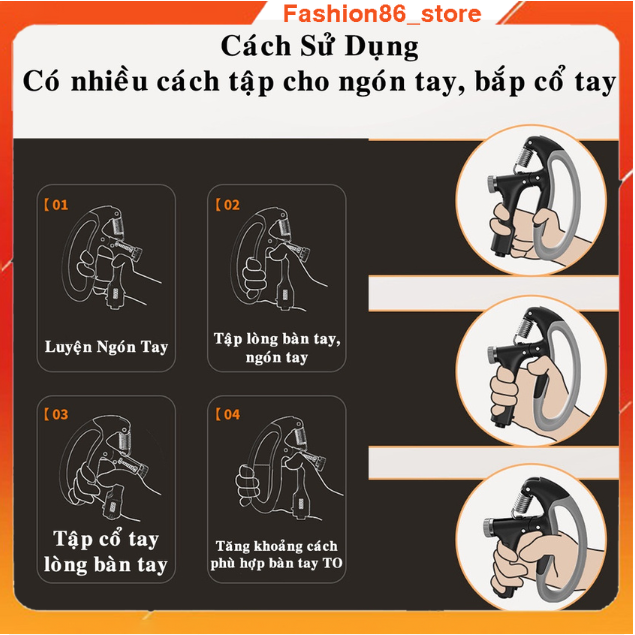 Kìm bóp tay tập gym điều chỉnh lực 100kg dụng cụ bóp tay có đếm số lò xo hỗ trợ hiệu quả tập cơ ngón tay SP082