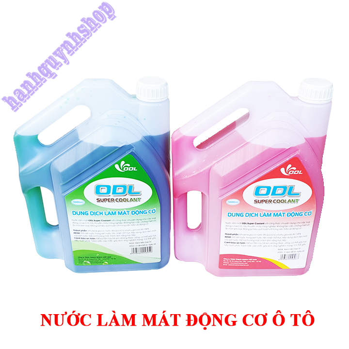 Nước làm mát động cơ ô tô màu xanh đỏ can 5 lít