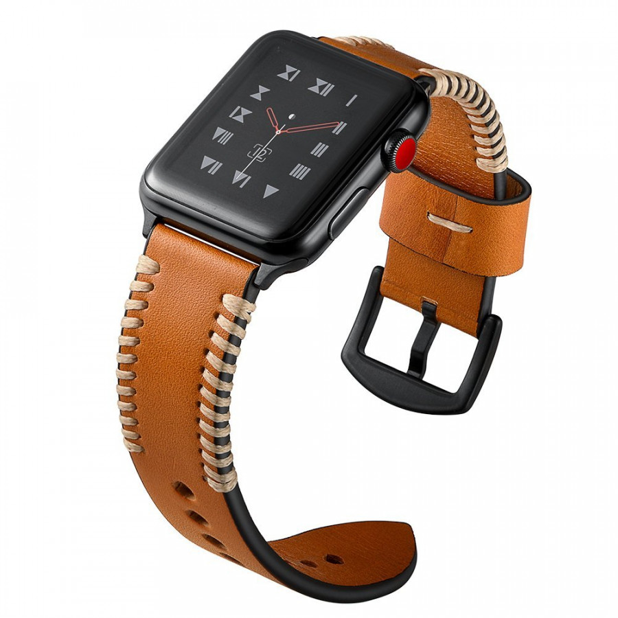 Dây đồng hồ Apple Watch, dây da Handmade 06 khóa thép không gỉ cho Apple Watch