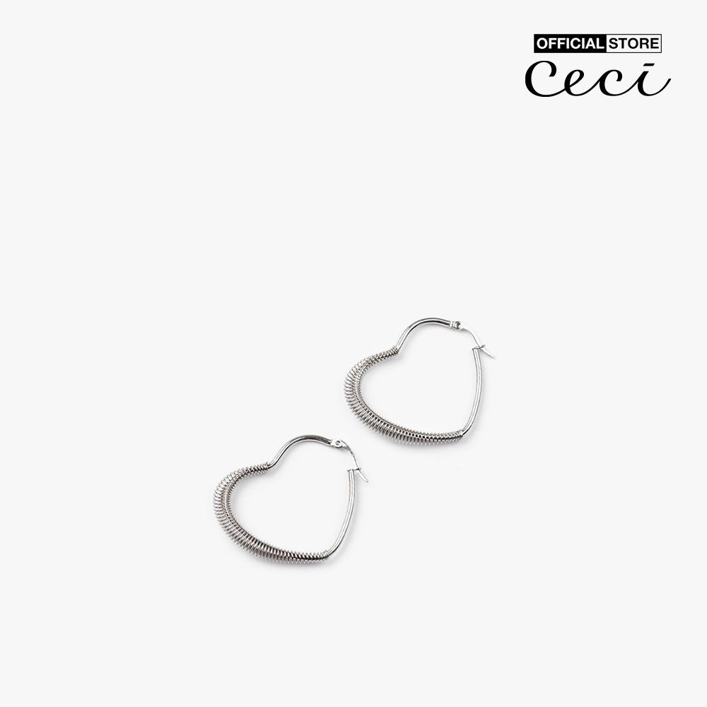 CECI - Khuyên tai nữ hình trái tim phối lò xo độc đáo CC1-01000049-03