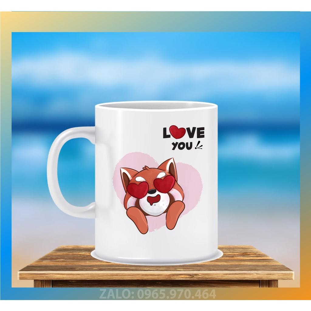 LY SỨ HỌA TIẾT CẶP ĐÔI CÁO TÌNH YÊU - IN HÌNH THEO YÊU CẦU - HÌNH CÁ NHÂN, LỚP HỌC, CÔNG TY
