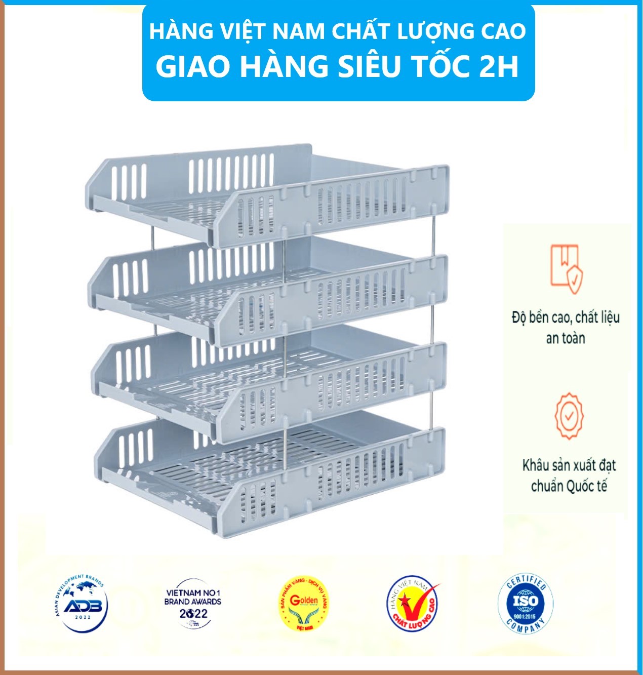 Khay Đựng Tài Liệu 4 Tầng 5683, Kệ Đựng Tài Liệu Văn Phòng Cao Cấp, Khay A4 nhiều ngăn tiện dụng - Hàng Việt Nam