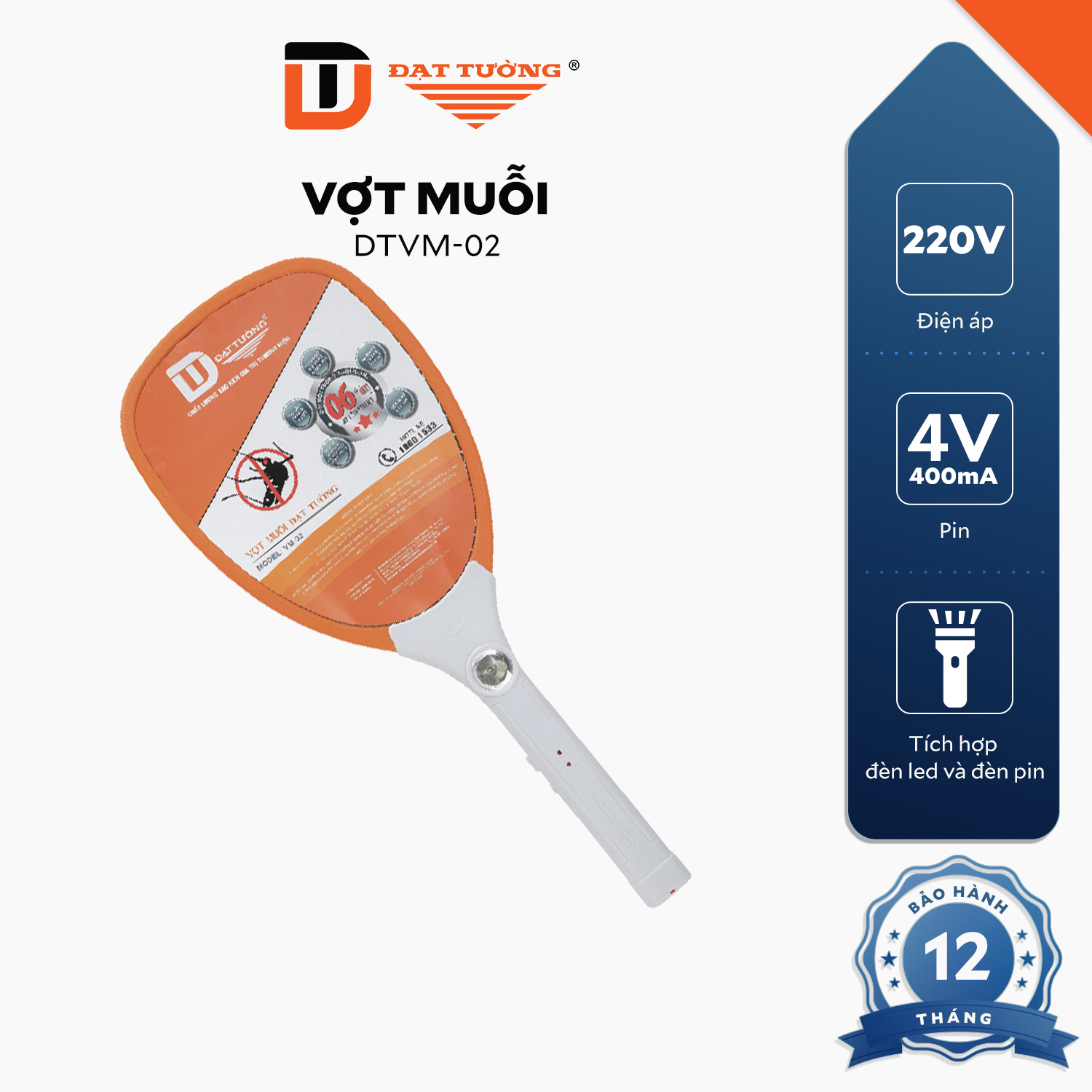 Vợt Muỗi Đạt Tường - DTVM01 ; 02; 03 - Hàng Chính Hãng - DTVM02 - Oval