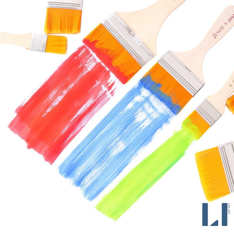 Cọ vẽ cán gỗ bản lớn nhiều size, panhxo chổi vẽ, panh xô chuyên dụng màu nước, acrylic, sơn dầu,...