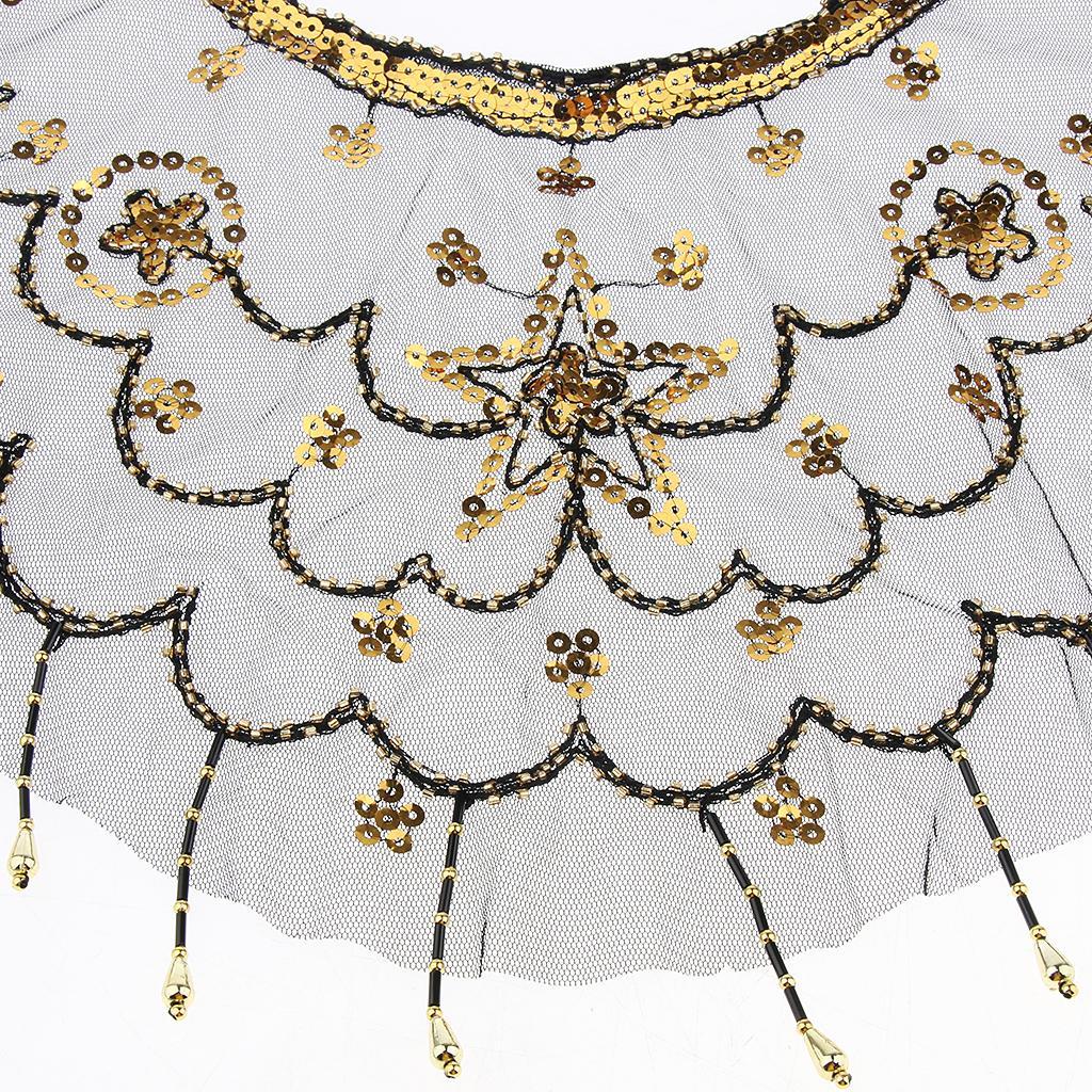 2 pieces Lady Belly Dance Beaded Sequins Face Halloween Costume Accessory