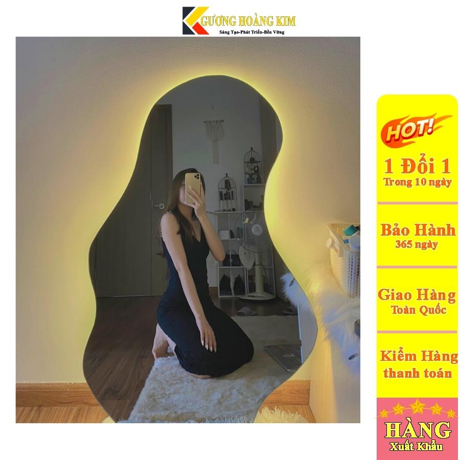 Gương soi toàn thân hình hạt đậu treo tường, gương hạt đậu decor, gương đám mây tính năng cảm ứng led 3 màu HK-5008