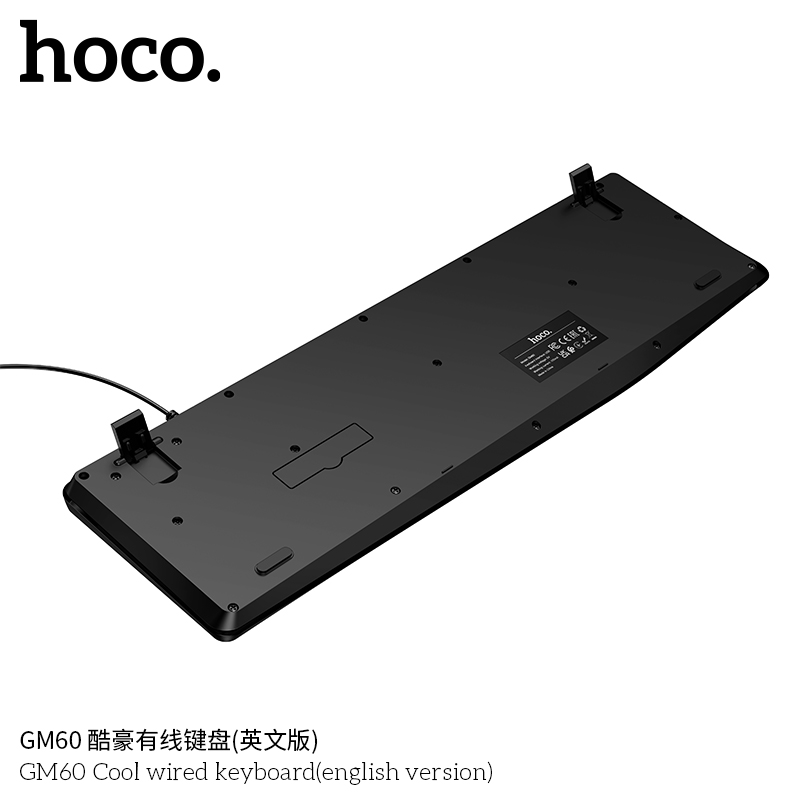 Bàn phím văn phòng có dây Hoco GM60 màu đen 104 phím tiêu chuẩn kết nối dây USB - Hàng chính hãng