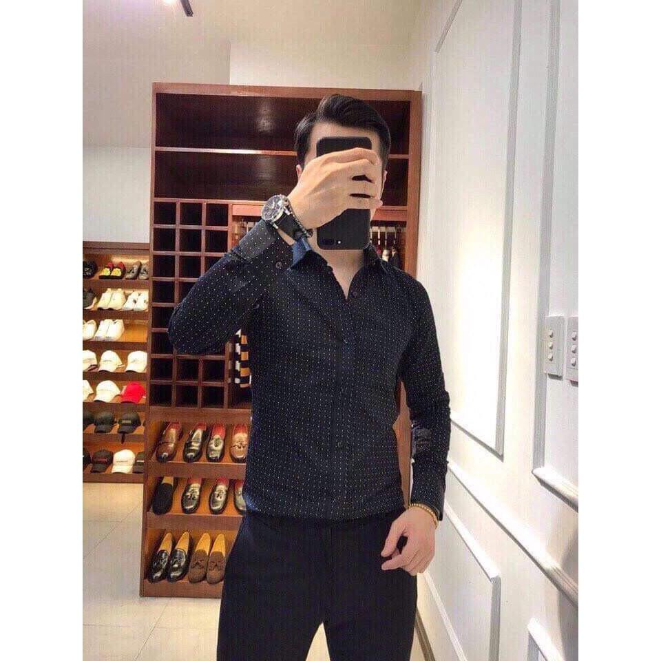 Áo sơ mi nam chấm bi
