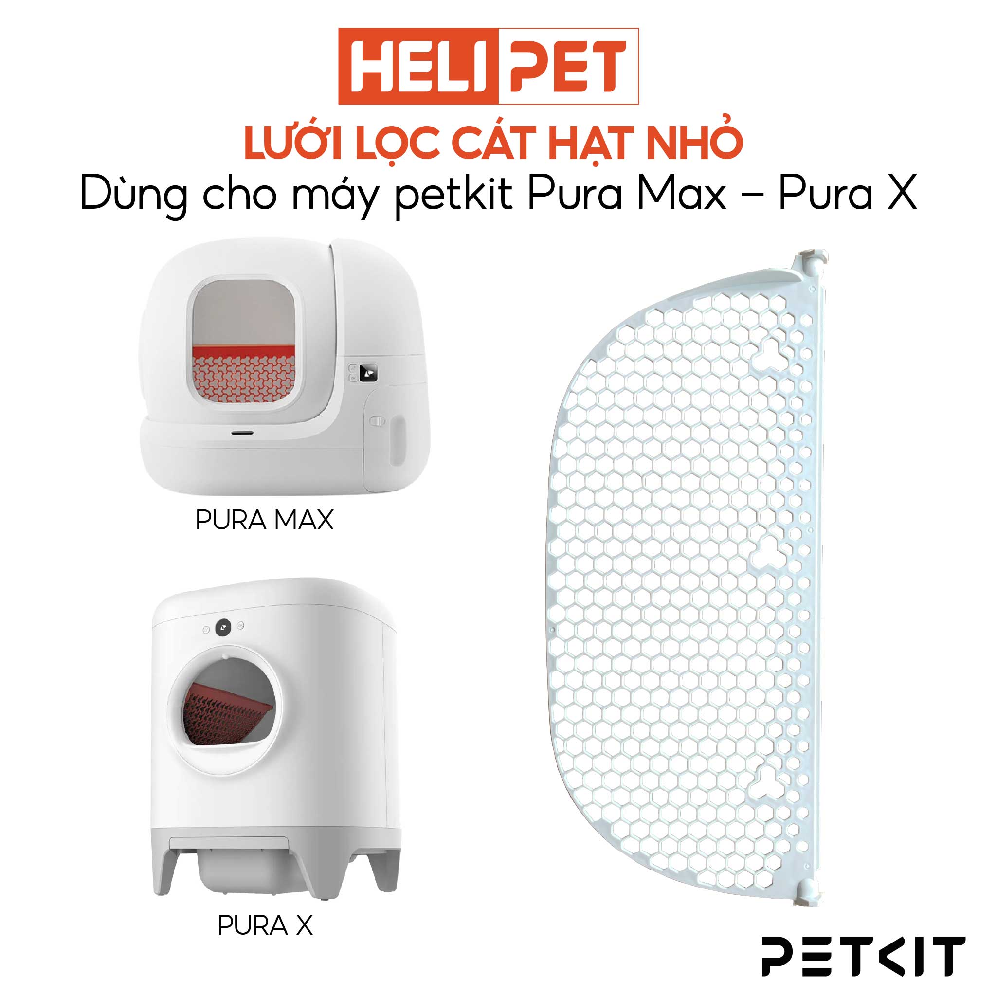 Lưới lọc cát mèo hạt nhỏ dùng cho máy dọn vệ sinh PETKIT Pura Max, Pura X với cát khoáng, cát đậu hạt nhuyễn - HeLiPet