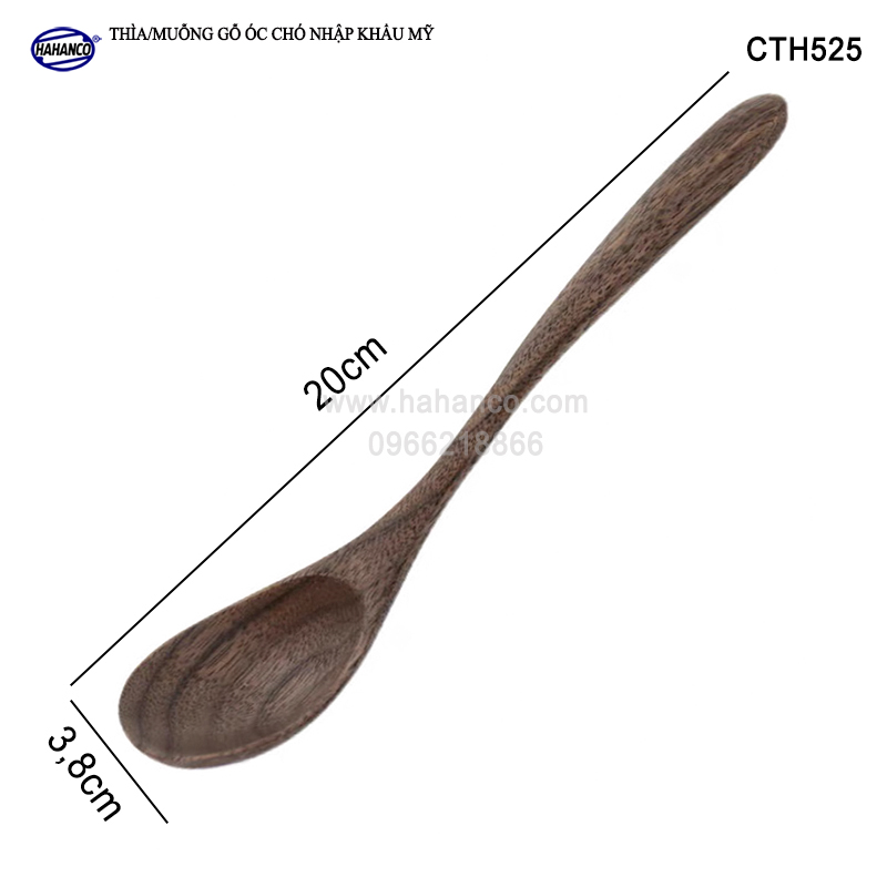 Thìa/Muỗng gỗ Óc Chó nhập khẩu Mỹ cao cấp (20cm) CTH525 - Muỗng ăn cơm, hoa quả, decor, xúc đồ ăn siêu sạch