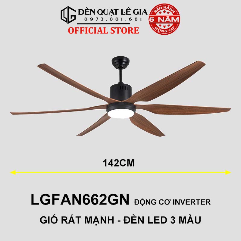 Quạt Trần Hiện Đại Gió Mạnh LÊ GIA LGFAN662 - Bảo Hành 5 Năm Hàng Chính Hãng