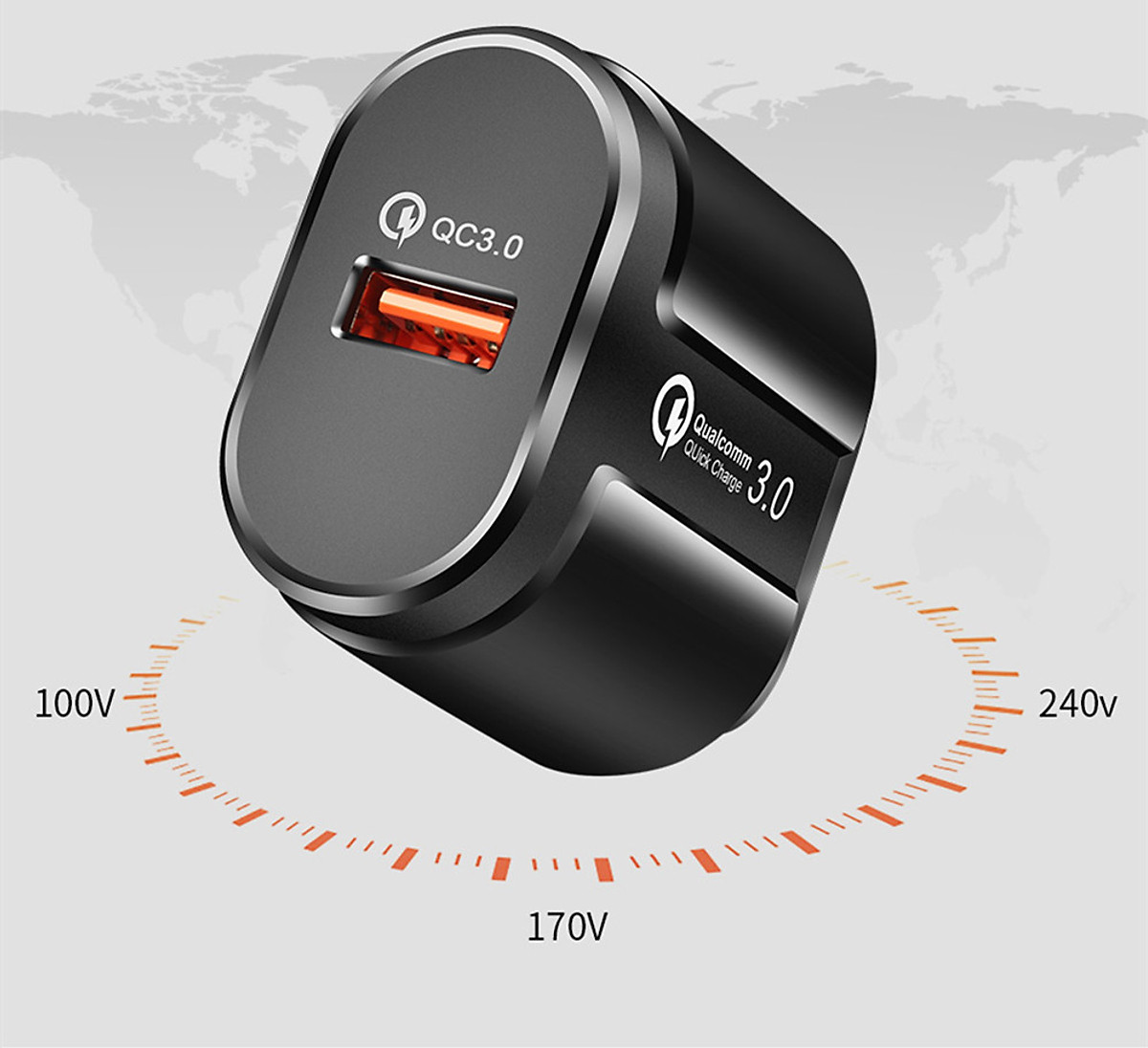 Củ Sạc Nhanh Quick Charge QC 3.0 (1 Đầu USB) Dùng Cho Thiết Bị Iphone/ Samsung/ Android - Hàng chính hãng / Hàng nhập khẩu