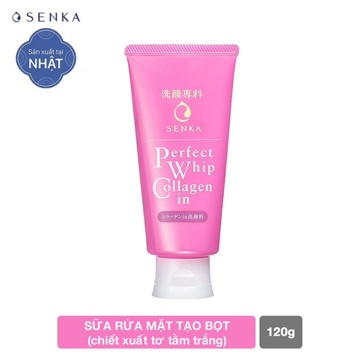 Sữa rửa mặt ngăn ngừa lão hóa giảm nếp nhăn Senka Perfect Whip Collagen In 120g 14836 tặng Mặt nạ dưỡng da The Faceshop Real Nature (1 miếng)