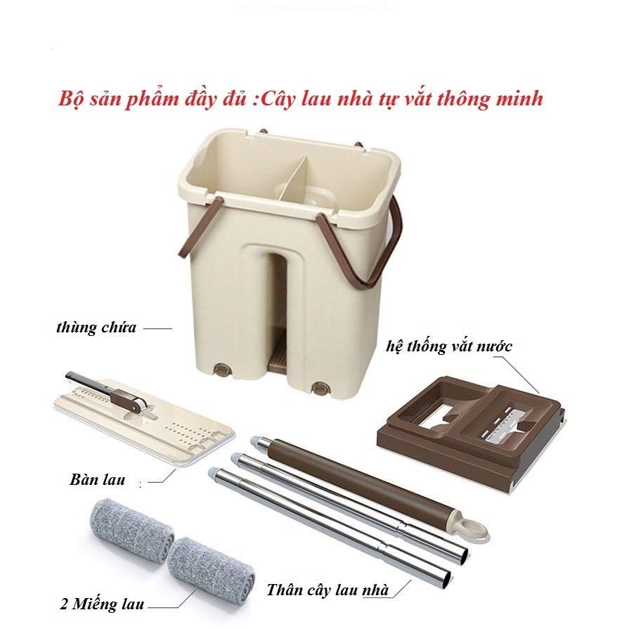 Bộ Chổi Lau Nhà Xoay Tự Vắt Kèm Thùng Cao Cấp