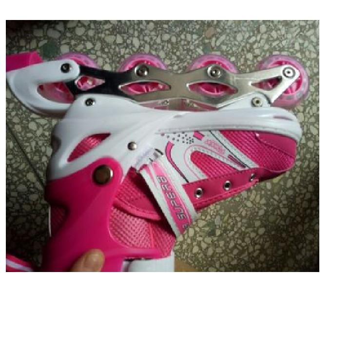 Giày patin cho bé có đèn Flash + Bộ bảo vệ tay chân trượt partin + Túi đựng giày tiện dụng