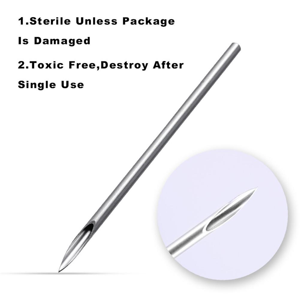 10 Pieces Stainless Steel Sterilized Piercing Needles For Navel Ear Lip 14g